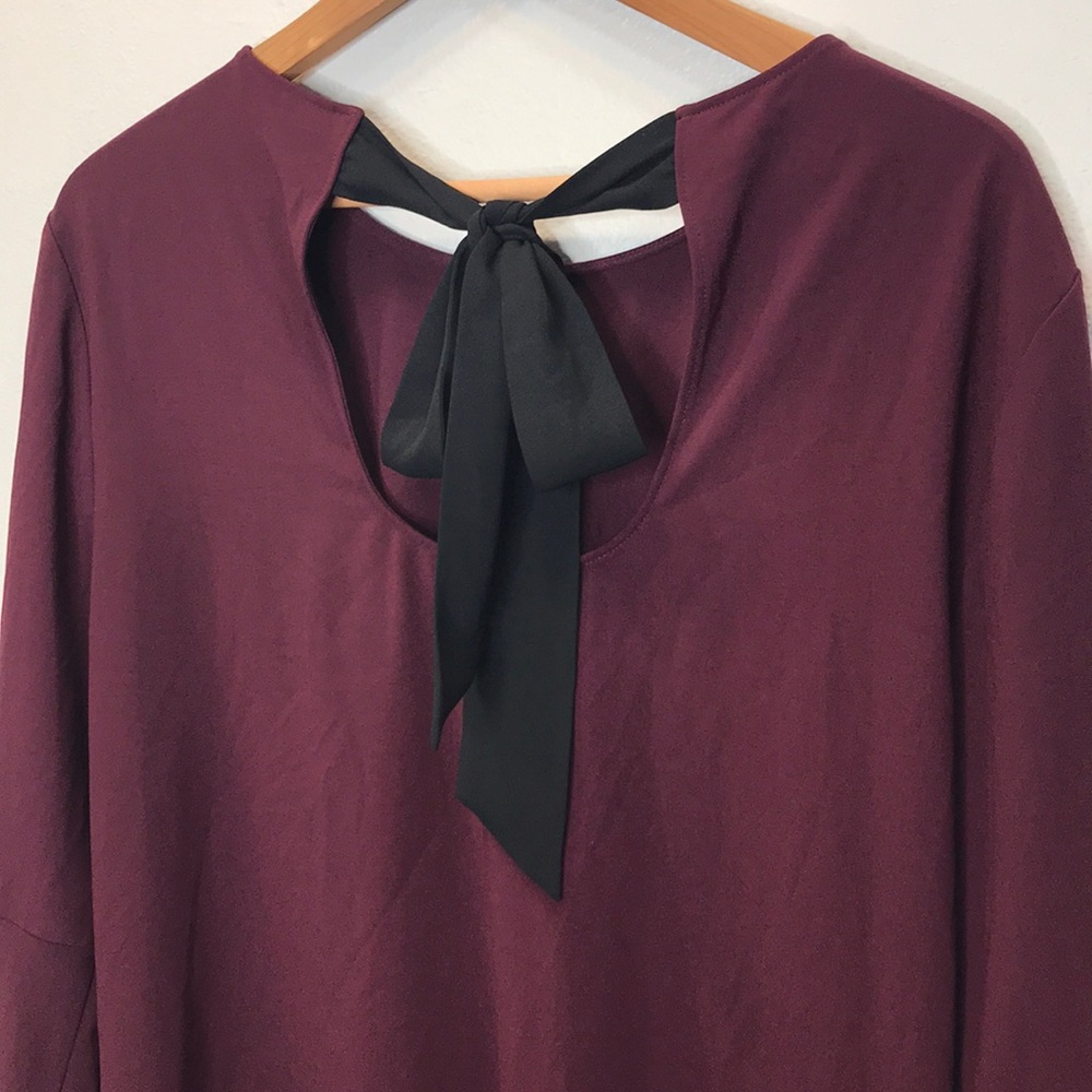 HALOGEN Deep Purple Tunic with Tie Back Plus Size